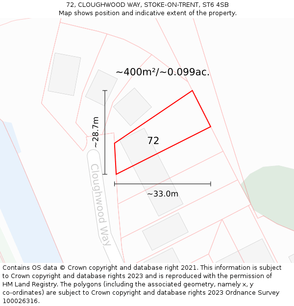 72, CLOUGHWOOD WAY, STOKE-ON-TRENT, ST6 4SB: Plot and title map