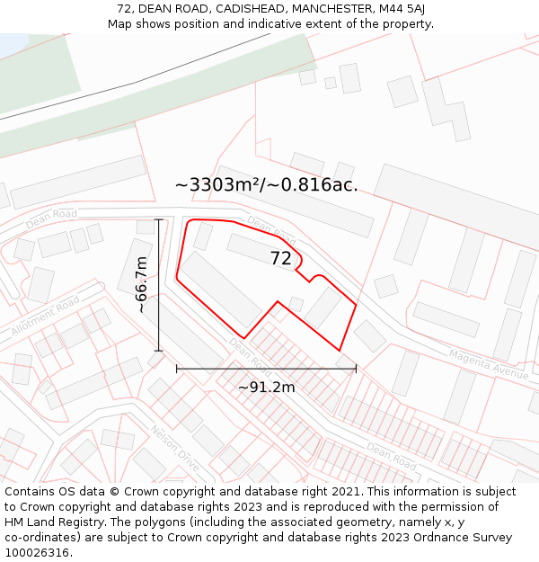 72, DEAN ROAD, CADISHEAD, MANCHESTER, M44 5AJ: Plot and title map