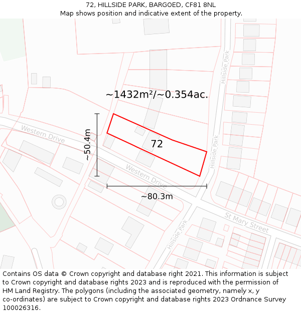 72, HILLSIDE PARK, BARGOED, CF81 8NL: Plot and title map