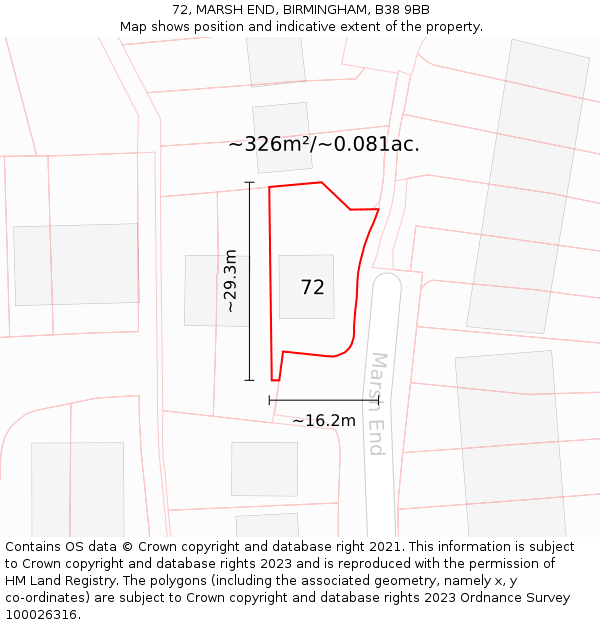 72, MARSH END, BIRMINGHAM, B38 9BB: Plot and title map