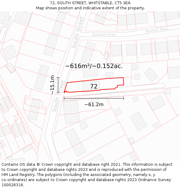 72, SOUTH STREET, WHITSTABLE, CT5 3EA: Plot and title map