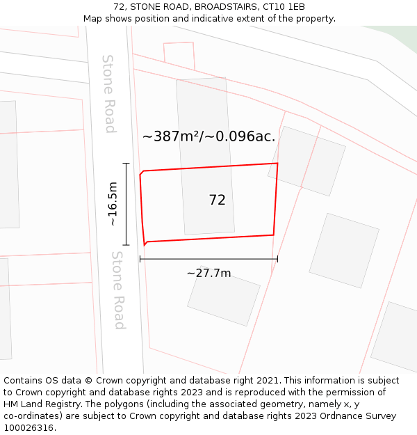 72, STONE ROAD, BROADSTAIRS, CT10 1EB: Plot and title map