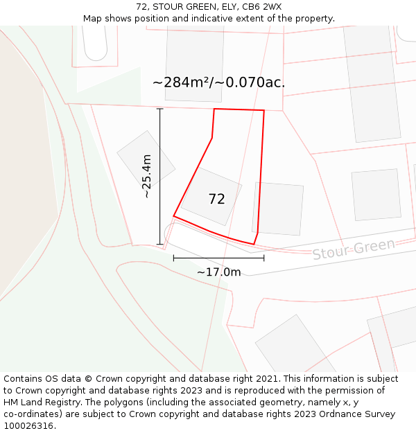 72, STOUR GREEN, ELY, CB6 2WX: Plot and title map