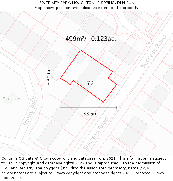 72, TRINITY PARK, HOUGHTON LE SPRING, DH4 4UN: Plot and title map