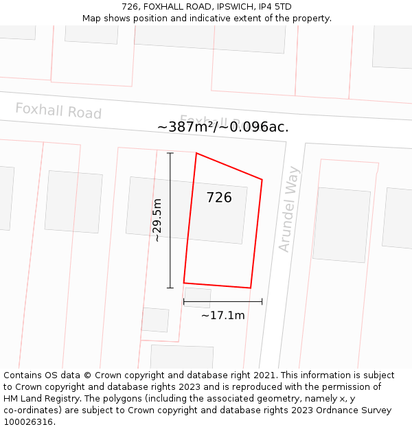 726, FOXHALL ROAD, IPSWICH, IP4 5TD: Plot and title map