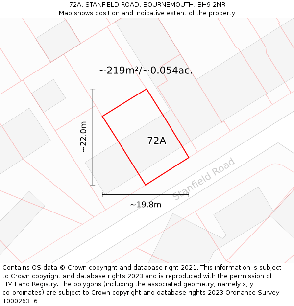 72A, STANFIELD ROAD, BOURNEMOUTH, BH9 2NR: Plot and title map