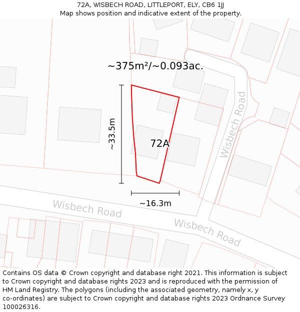 72A, WISBECH ROAD, LITTLEPORT, ELY, CB6 1JJ: Plot and title map