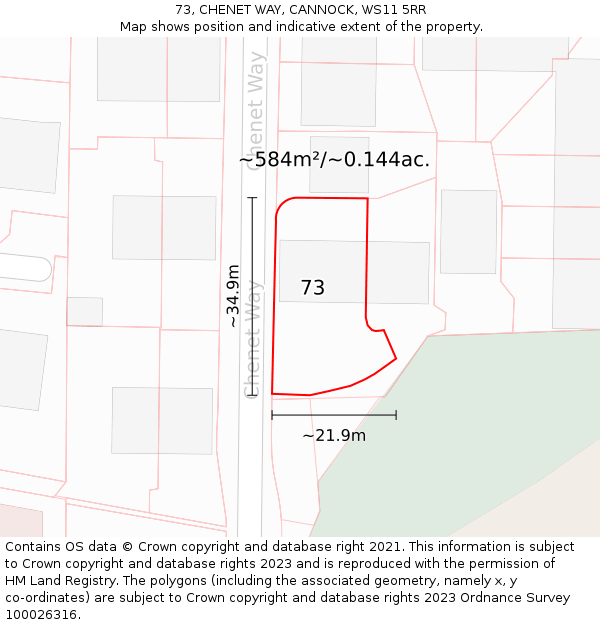 73, CHENET WAY, CANNOCK, WS11 5RR: Plot and title map