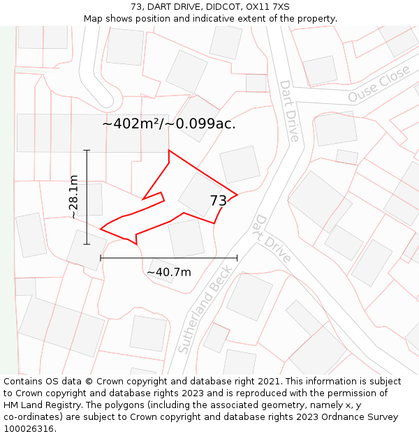 73, DART DRIVE, DIDCOT, OX11 7XS: Plot and title map
