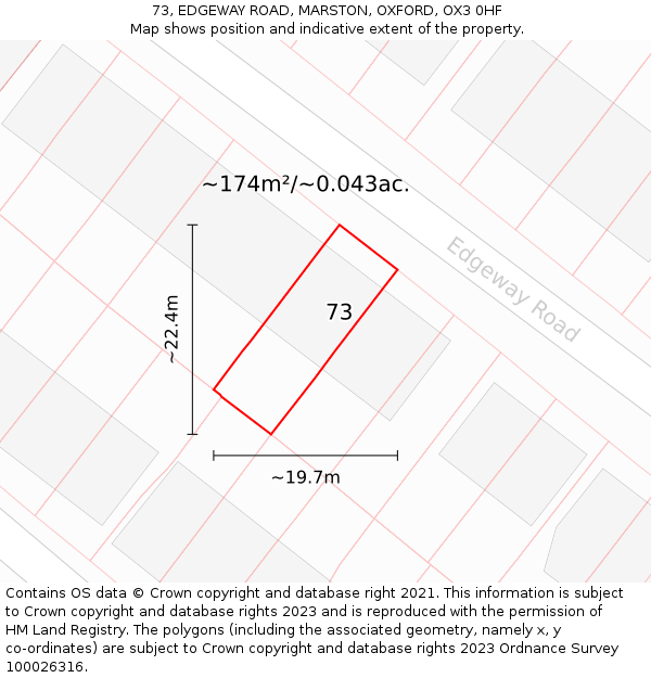 73, EDGEWAY ROAD, MARSTON, OXFORD, OX3 0HF: Plot and title map