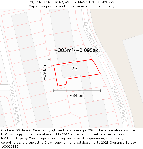 73, ENNERDALE ROAD, ASTLEY, MANCHESTER, M29 7PY: Plot and title map