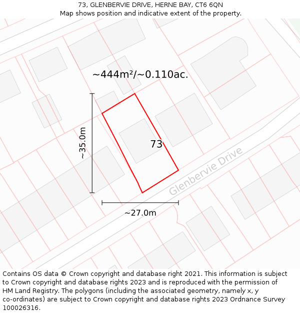 73, GLENBERVIE DRIVE, HERNE BAY, CT6 6QN: Plot and title map