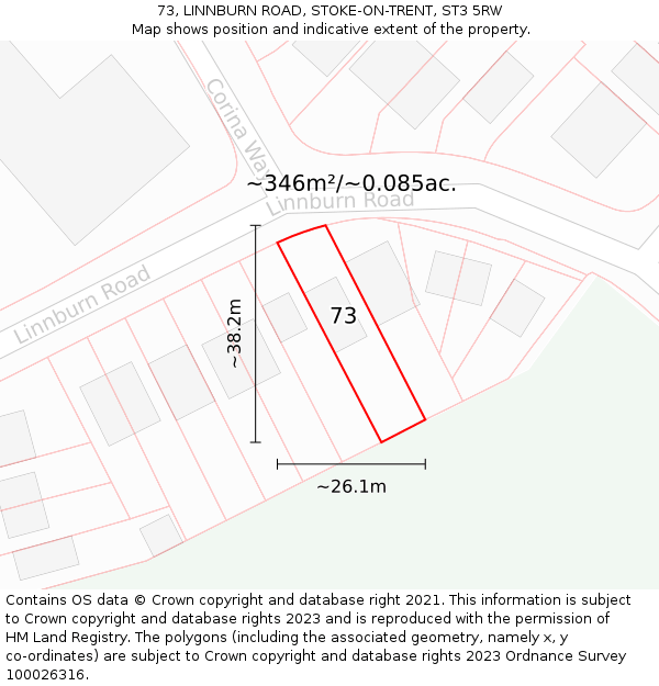 73, LINNBURN ROAD, STOKE-ON-TRENT, ST3 5RW: Plot and title map