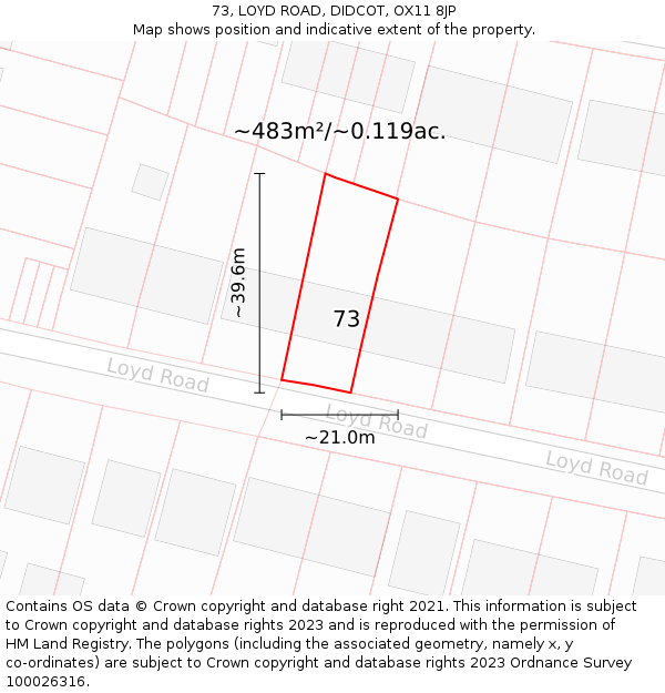 73, LOYD ROAD, DIDCOT, OX11 8JP: Plot and title map