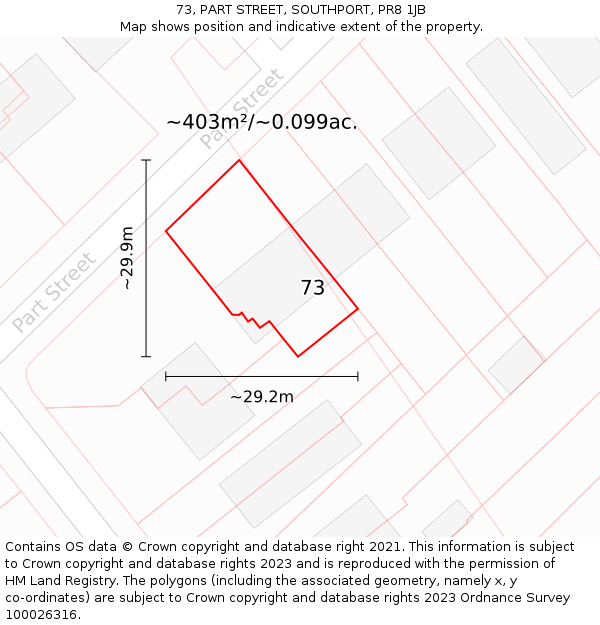 73, PART STREET, SOUTHPORT, PR8 1JB: Plot and title map