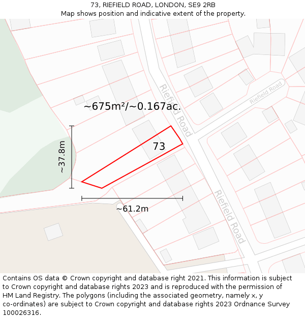 73, RIEFIELD ROAD, LONDON, SE9 2RB: Plot and title map