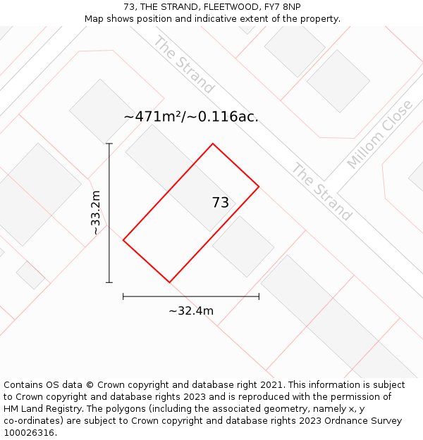 73, THE STRAND, FLEETWOOD, FY7 8NP: Plot and title map