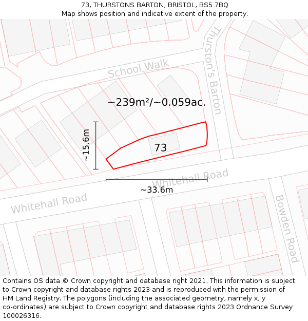 73, THURSTONS BARTON, BRISTOL, BS5 7BQ: Plot and title map