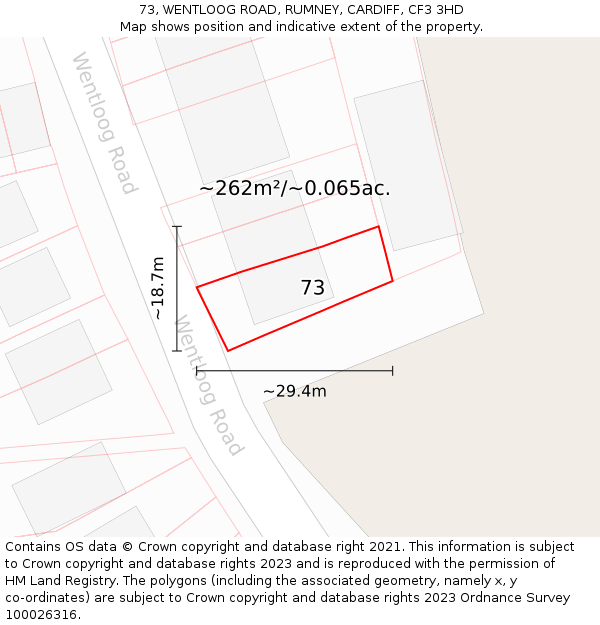 73, WENTLOOG ROAD, RUMNEY, CARDIFF, CF3 3HD: Plot and title map