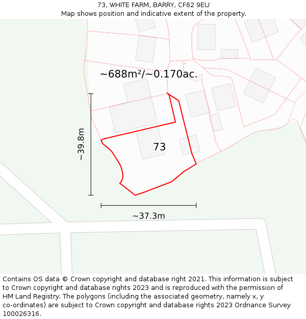 73, WHITE FARM, BARRY, CF62 9EU: Plot and title map