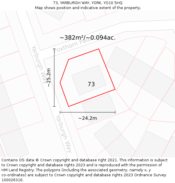 73, YARBURGH WAY, YORK, YO10 5HQ: Plot and title map