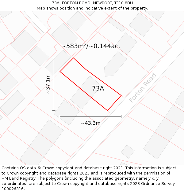 73A, FORTON ROAD, NEWPORT, TF10 8BU: Plot and title map