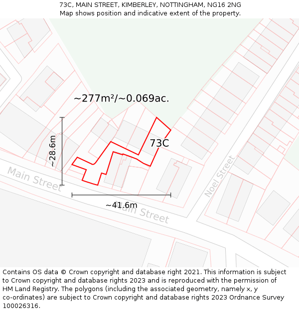 73C, MAIN STREET, KIMBERLEY, NOTTINGHAM, NG16 2NG: Plot and title map