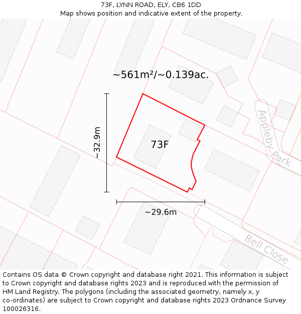 73F, LYNN ROAD, ELY, CB6 1DD: Plot and title map