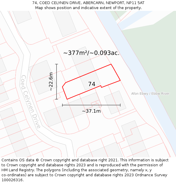 74, COED CELYNEN DRIVE, ABERCARN, NEWPORT, NP11 5AT: Plot and title map