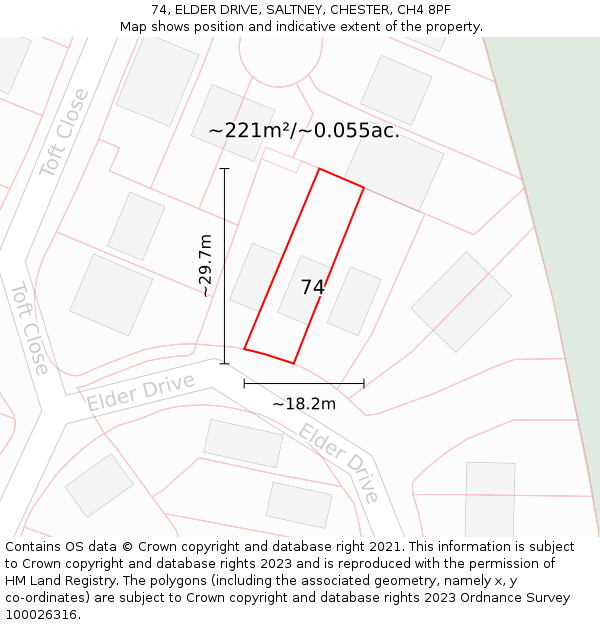 74, ELDER DRIVE, SALTNEY, CHESTER, CH4 8PF: Plot and title map