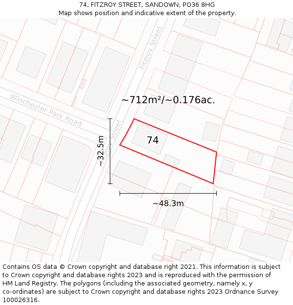 74, FITZROY STREET, SANDOWN, PO36 8HG: Plot and title map