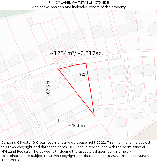 74, JOY LANE, WHITSTABLE, CT5 4DB: Plot and title map