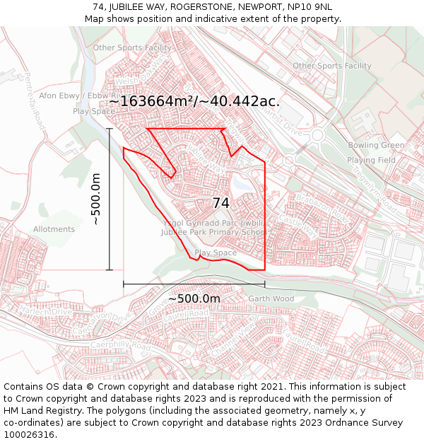 74, JUBILEE WAY, ROGERSTONE, NEWPORT, NP10 9NL: Plot and title map