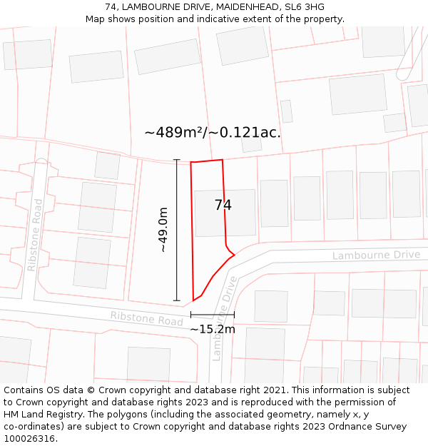 74, LAMBOURNE DRIVE, MAIDENHEAD, SL6 3HG: Plot and title map