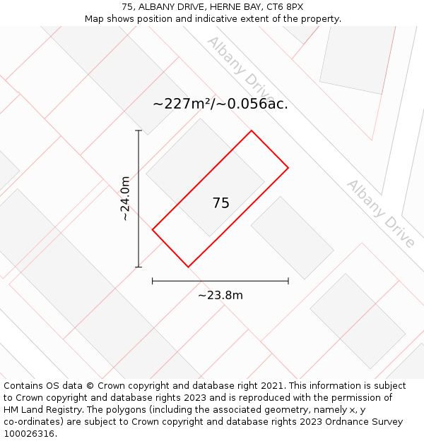 75, ALBANY DRIVE, HERNE BAY, CT6 8PX: Plot and title map