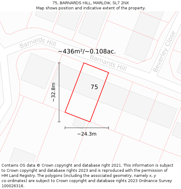 75, BARNARDS HILL, MARLOW, SL7 2NX: Plot and title map