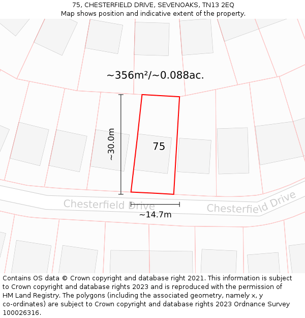 75, CHESTERFIELD DRIVE, SEVENOAKS, TN13 2EQ: Plot and title map