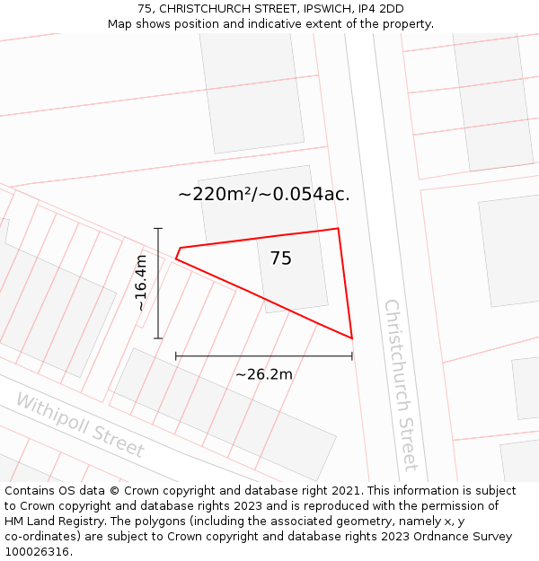 75, CHRISTCHURCH STREET, IPSWICH, IP4 2DD: Plot and title map