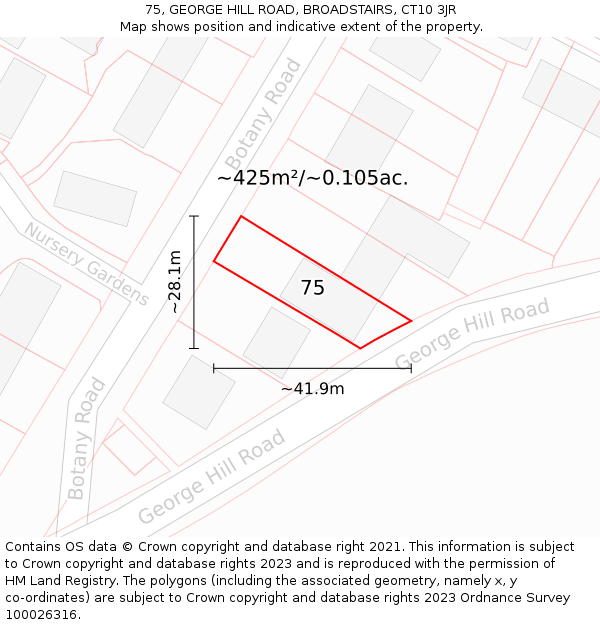 75, GEORGE HILL ROAD, BROADSTAIRS, CT10 3JR: Plot and title map