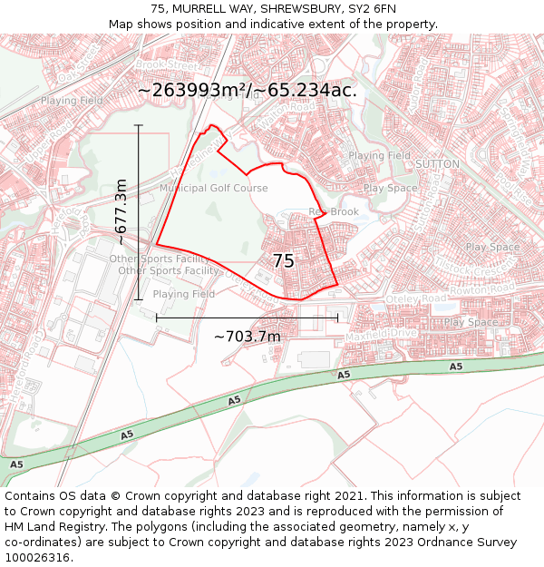 75, MURRELL WAY, SHREWSBURY, SY2 6FN: Plot and title map