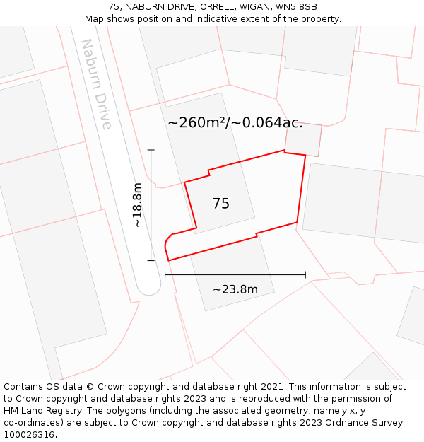 75, NABURN DRIVE, ORRELL, WIGAN, WN5 8SB: Plot and title map