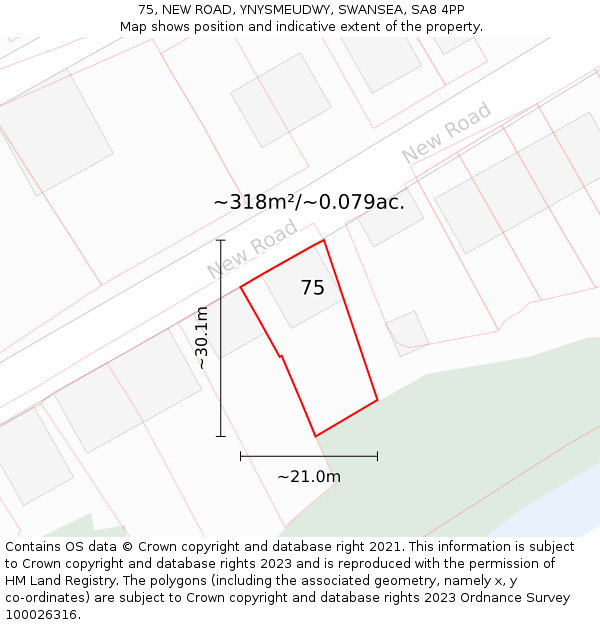 75, NEW ROAD, YNYSMEUDWY, SWANSEA, SA8 4PP: Plot and title map