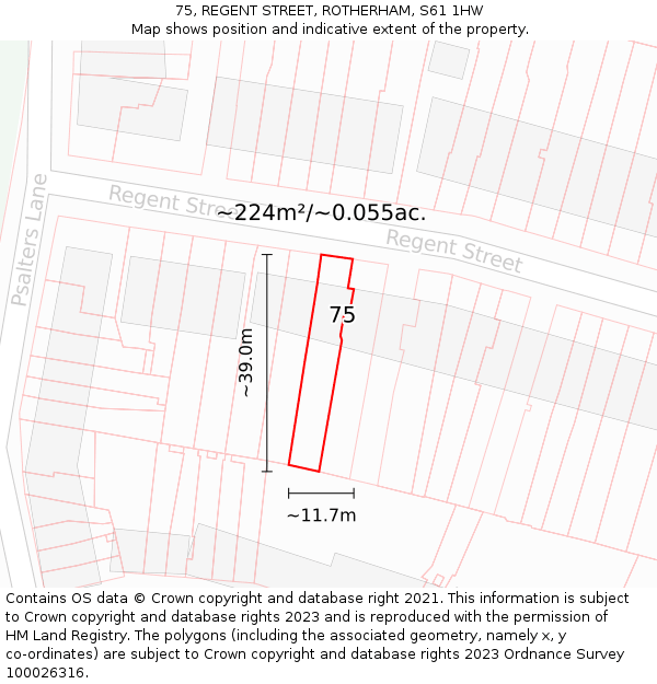 75, REGENT STREET, ROTHERHAM, S61 1HW: Plot and title map