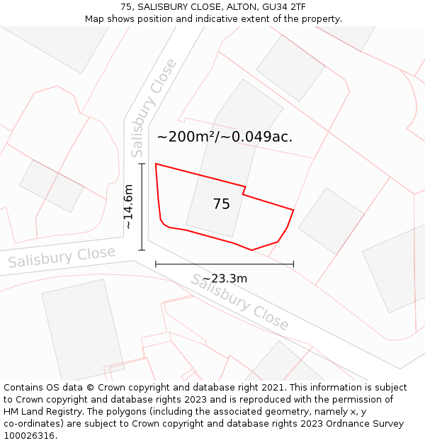 75, SALISBURY CLOSE, ALTON, GU34 2TF: Plot and title map