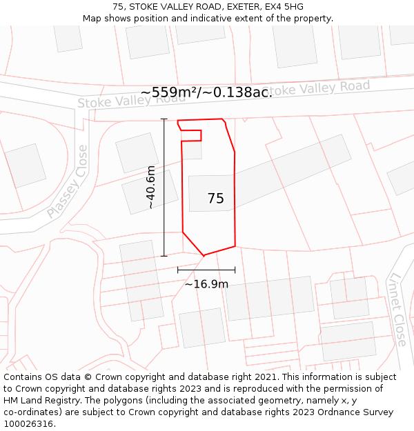 75, STOKE VALLEY ROAD, EXETER, EX4 5HG: Plot and title map