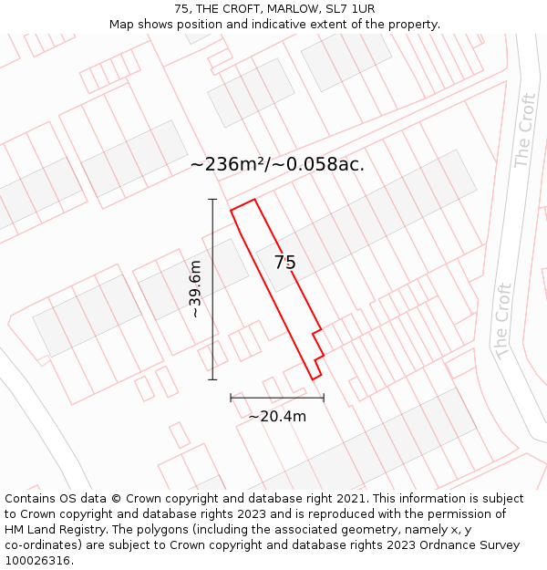 75, THE CROFT, MARLOW, SL7 1UR: Plot and title map