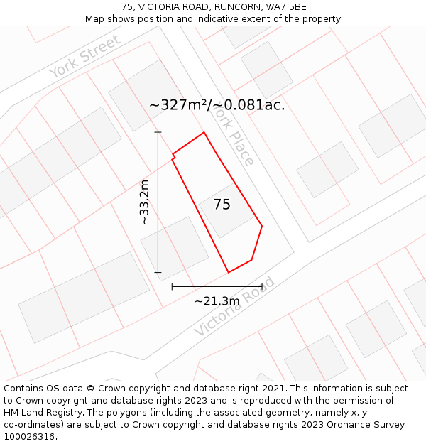 75, VICTORIA ROAD, RUNCORN, WA7 5BE: Plot and title map