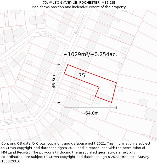 75, WILSON AVENUE, ROCHESTER, ME1 2SJ: Plot and title map