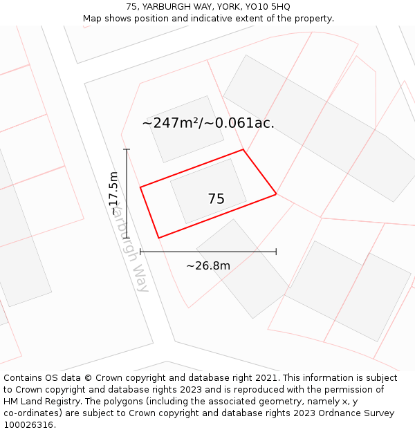 75, YARBURGH WAY, YORK, YO10 5HQ: Plot and title map