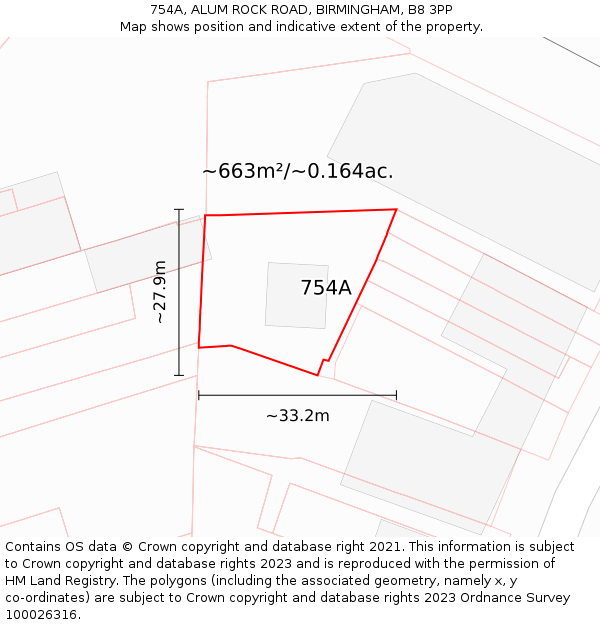 754A, ALUM ROCK ROAD, BIRMINGHAM, B8 3PP: Plot and title map